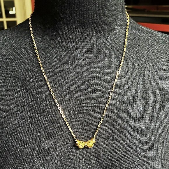 New RONDELLE Gold Stardust Pendant on 18K Gold 22" Chain Necklace - Picture 2 of 7